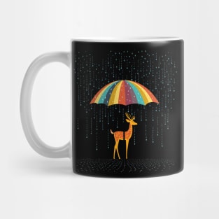 Deer Rainy Day With Umbrella Mug